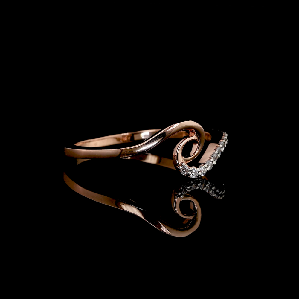 Rose Gold Ribbon Swirl Diamond Ring