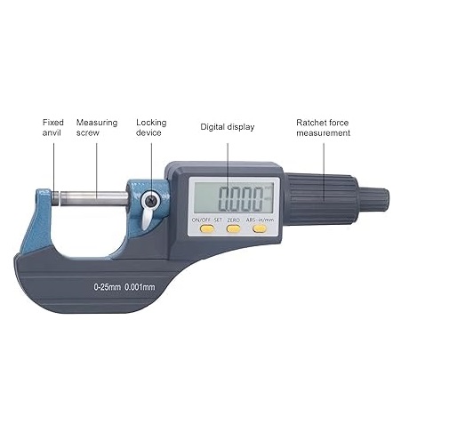 True Sense Digital Electronic Micrometer 0-25mm With Large Display, MM-04