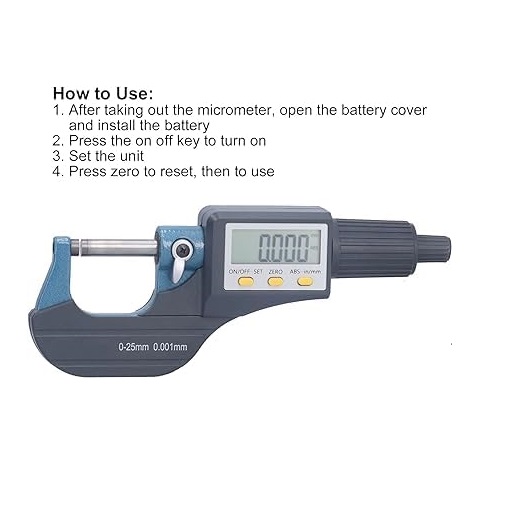 True Sense Digital Electronic Micrometer 0-25mm With Large Display, MM-04