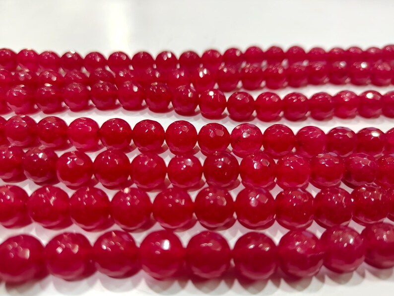 Natural Ruby Jade Round faceted ball Shape 10mm beads Strand 15 inches 