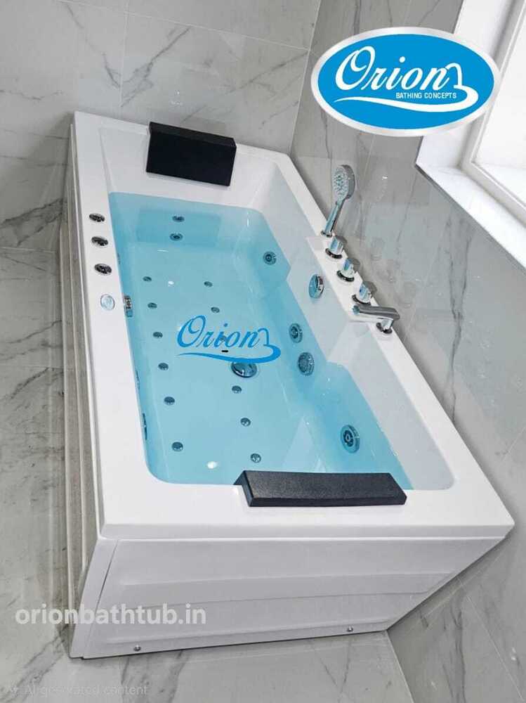 Bath Tub - White Acrylic 6 Ft Jacuzzi With Hydro Massage Jets 10mm Thick 600kg Capacity