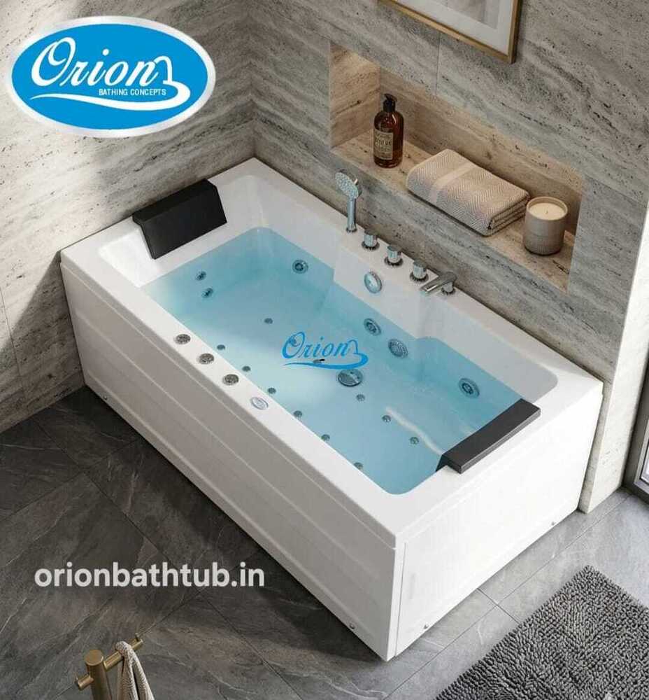 Bath Tub - White Acrylic 6 Ft Jacuzzi With Hydro Massage Jets 10mm Thick 600kg Capacity