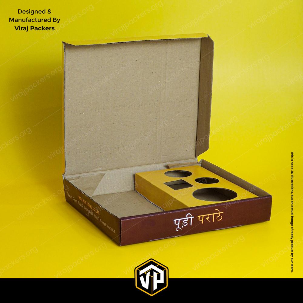 Paratha Packaging Box with Inside Compartments Corrugated 3 Ply