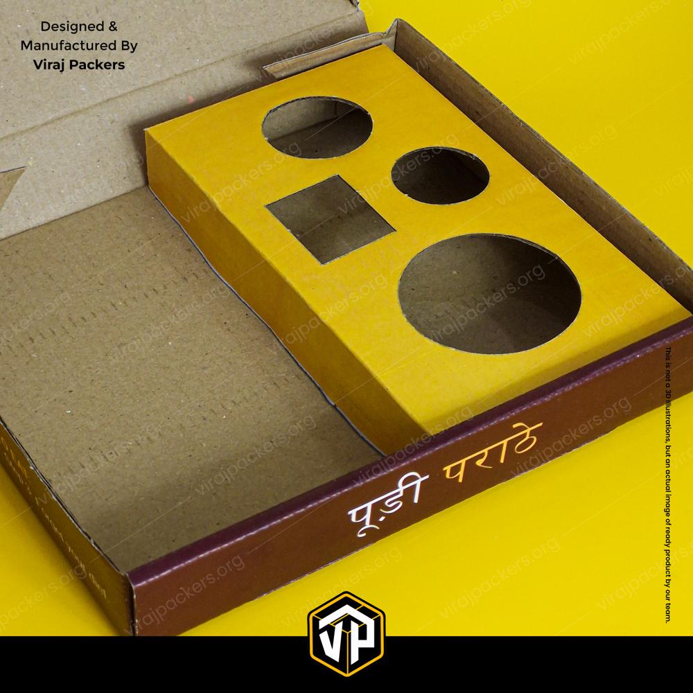 Paratha Packaging Box with Inside Compartments Corrugated 3 Ply