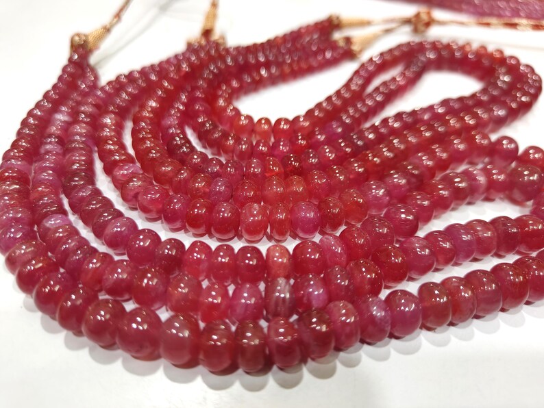 Natural Ruby Rondelle Plain Smooth Graduated 5 to 8mm Beads Sold Per Strand 8 inches long