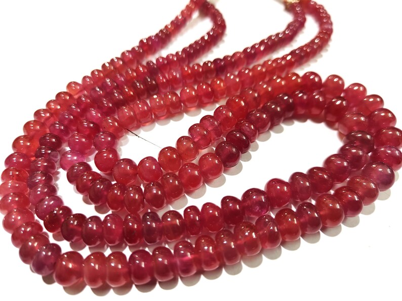 Natural Ruby Rondelle Plain Smooth Graduated 5 to 8mm Beads Sold Per Strand 8 inches long