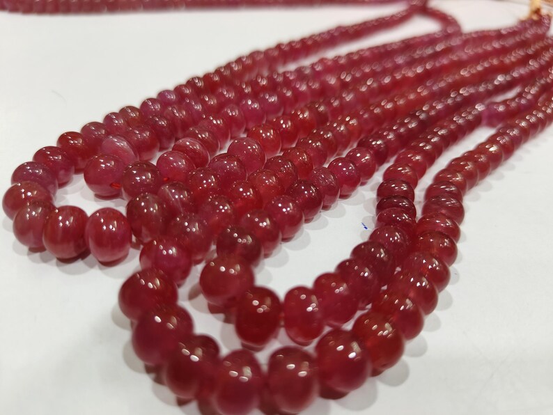 Natural Ruby Rondelle Plain Smooth Graduated 5 to 8mm Beads Sold Per Strand 8 inches long