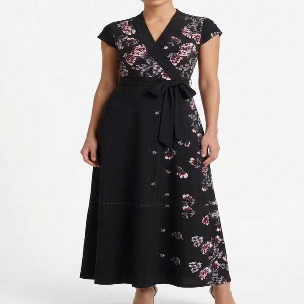 Premium Floral Wrap Maxi Dress - Bust Size: 24 Inch (in)