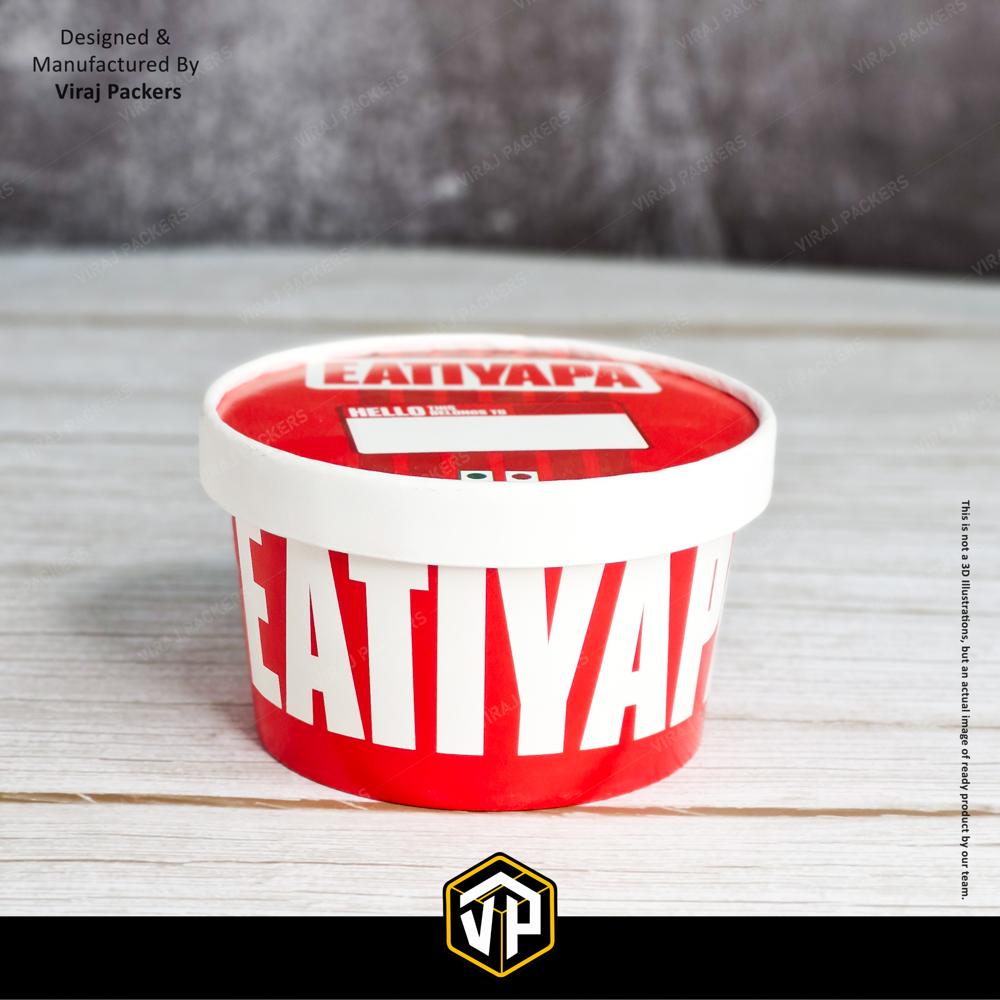 Custom Printed Paper Container with Lid 500 ML