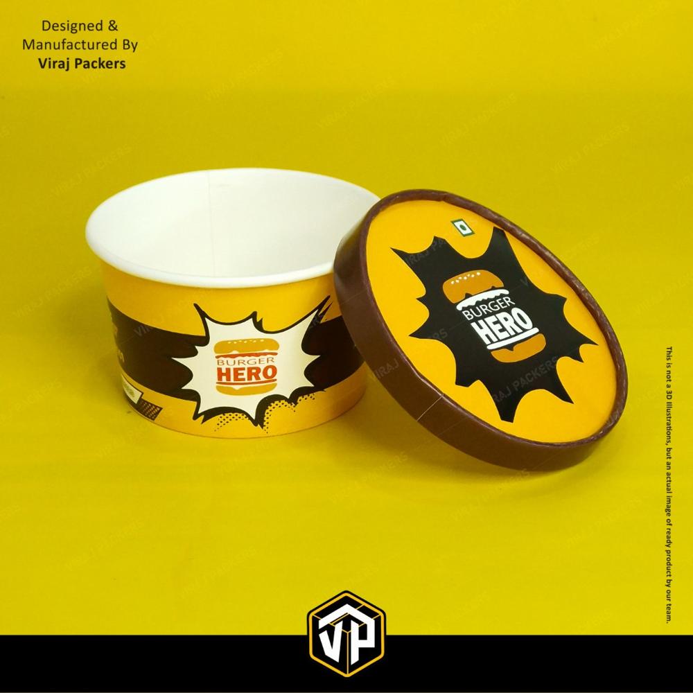 Custom Printed Paper Container with Lid 500 ML