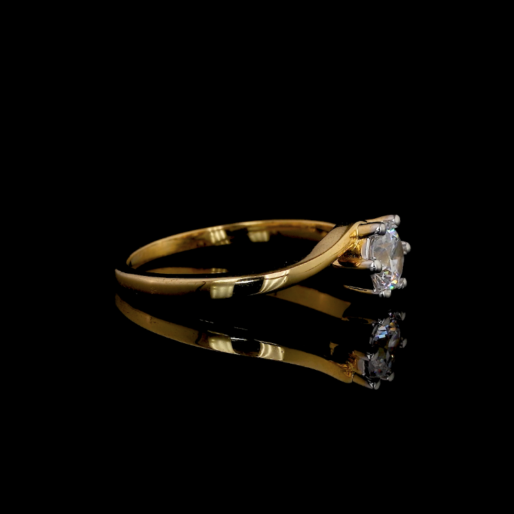 Solitaire Bypass Wave Diamond Ring