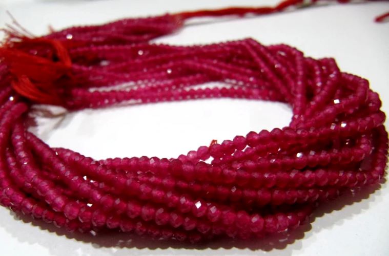 Ruby Onyx Rondelle Faceted Size 3mm Diamond Cut Beads Strand 13 inches long