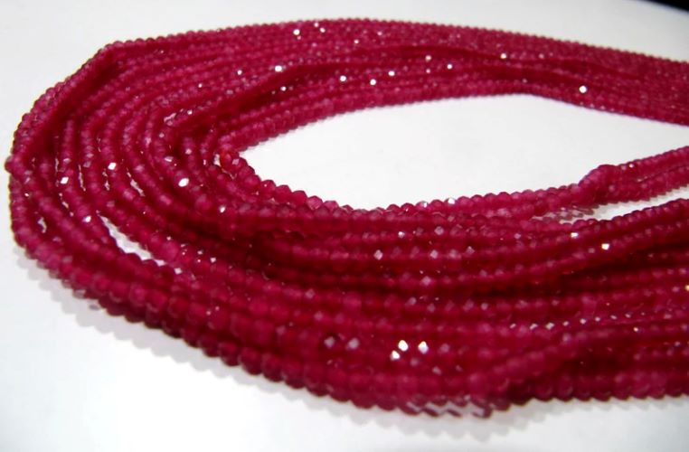 Ruby Onyx Rondelle Faceted Size 3mm Diamond Cut Beads Strand 13 inches long