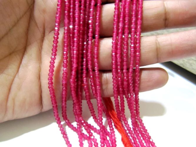 Ruby Onyx Rondelle Faceted Size 3mm Diamond Cut Beads Strand 13 inches long