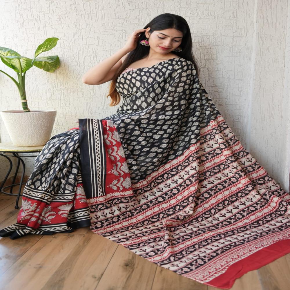 Bagru Printed Saree - Gender: Femail