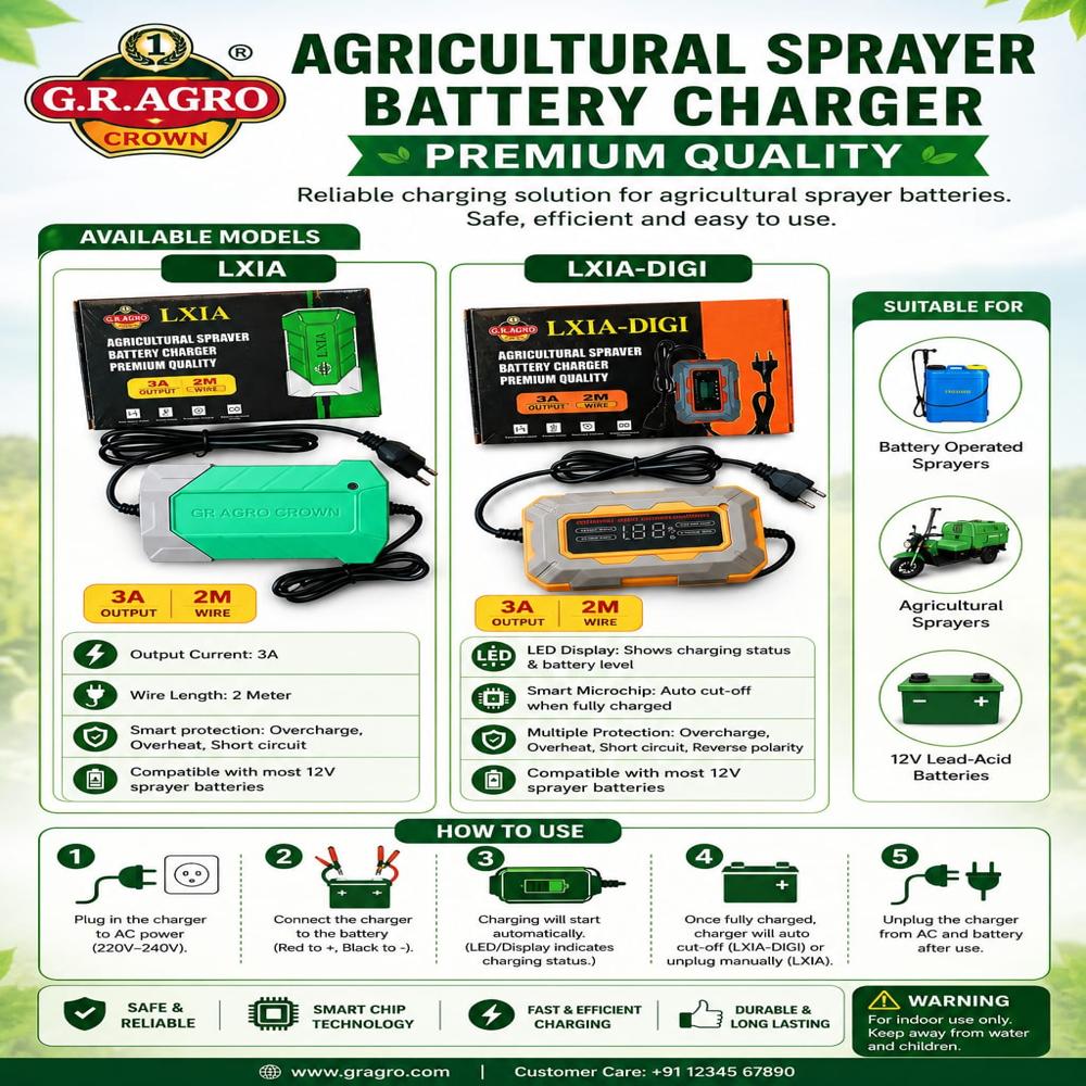 Crown Sprayer Battery Charger - Voltage: Input: 220V