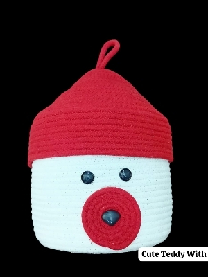 Cute teddy woven basket with cap size 13*13