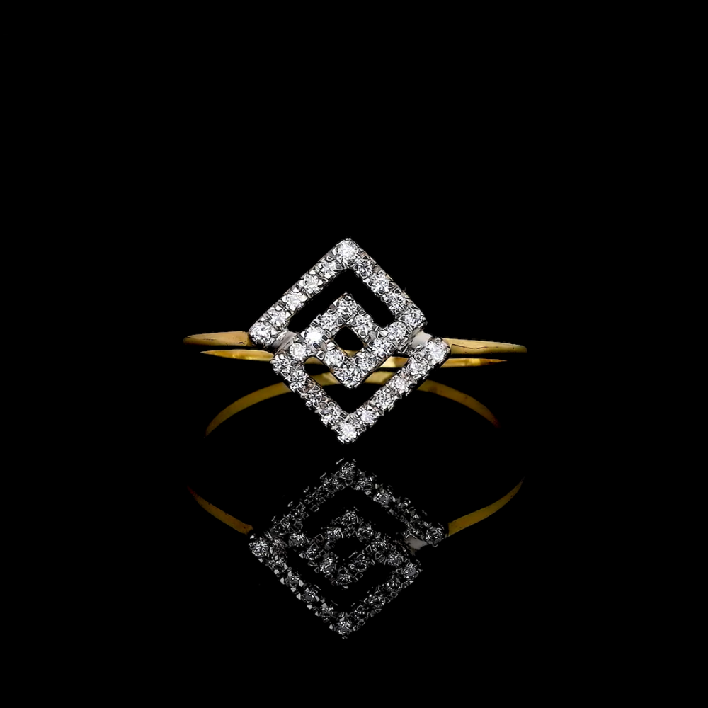 Geometric Diamond Greek Key Ring - Diamond Carat Weight: 18 Carat