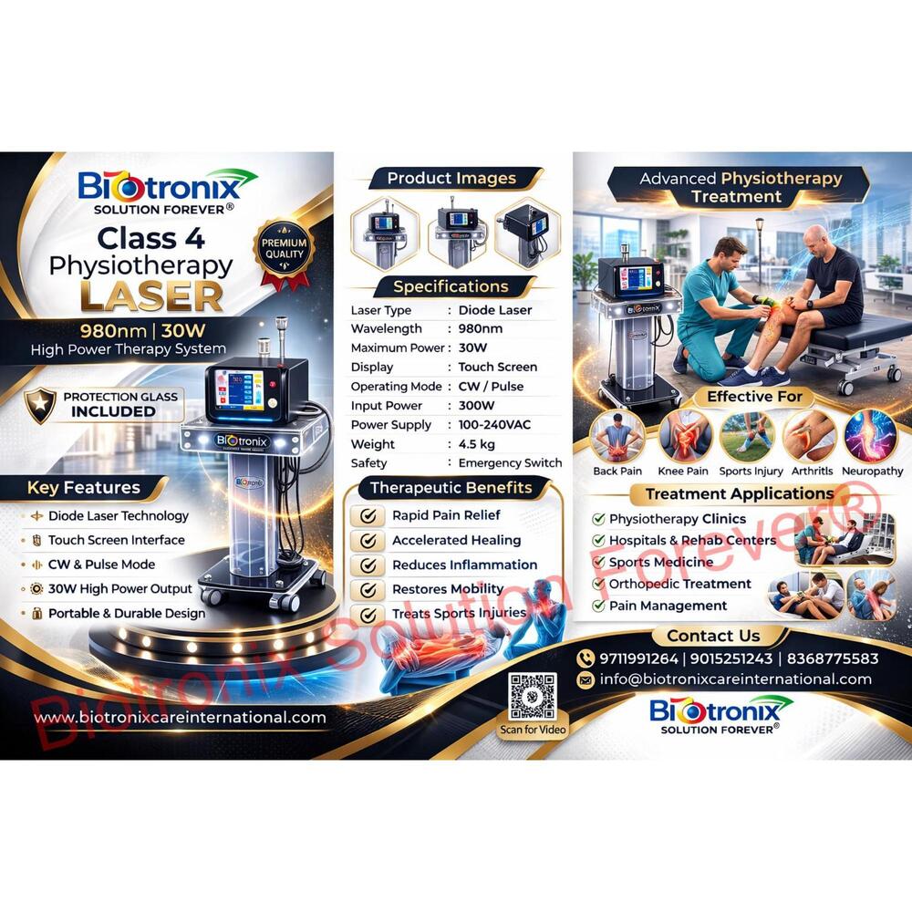 High Intensity Class 4 Laser Therapy Device for Physiotherapy Centers