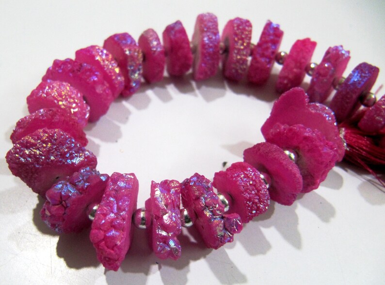 Ruby Color Solar Quartz Slice Disc Sparkling Beads 13-17mm Size Each Strand 8 inches long 