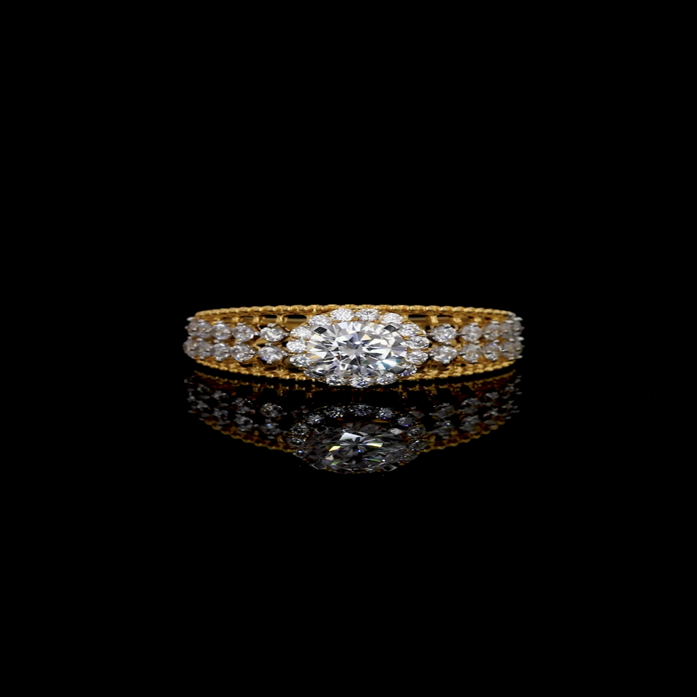 Vintage Halo Filigree Diamond Wide Band Ring