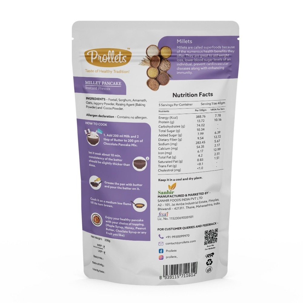 200 GM Chocolate Millet Pancake Instant Premix