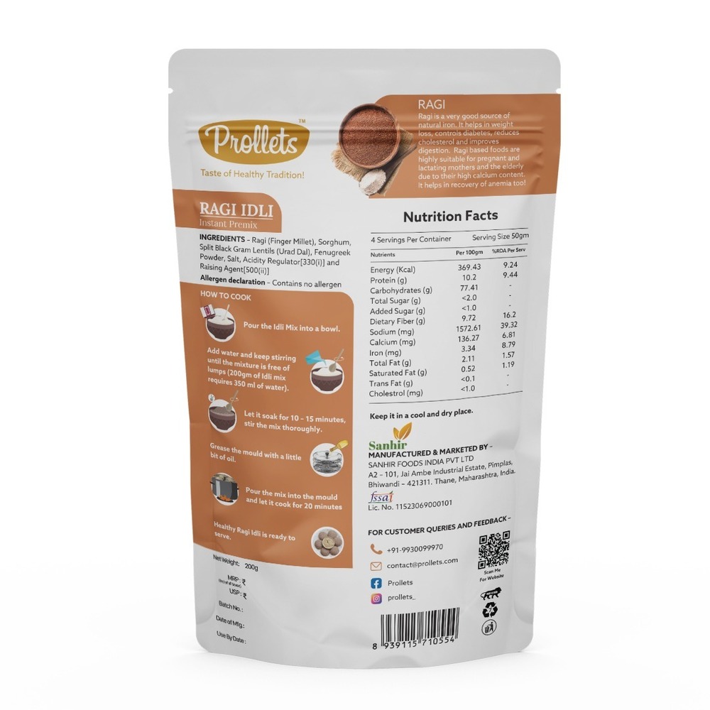 200 GM Ragi Idli Instant Premix