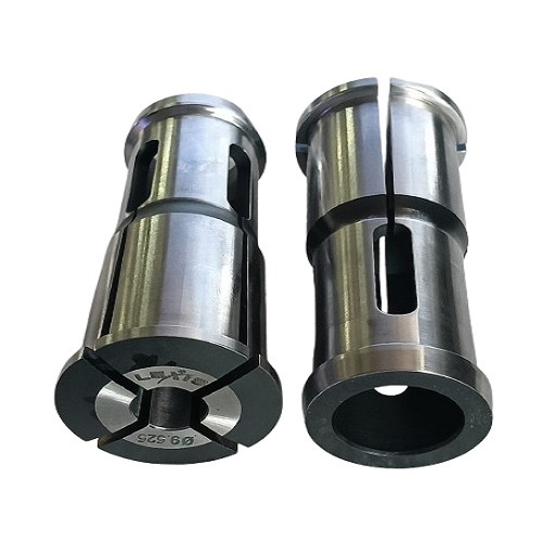Machine Collet - Steel, Customized Size, Silver | Threaded End, Grooves, Precision Machining, Polished Surface For Industrial Use