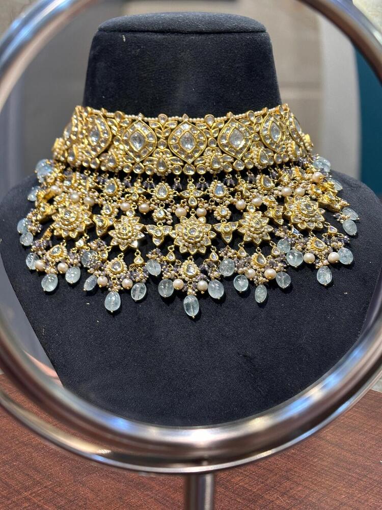 Full White Marquis Bridal Set With Real Uncut Diomonds