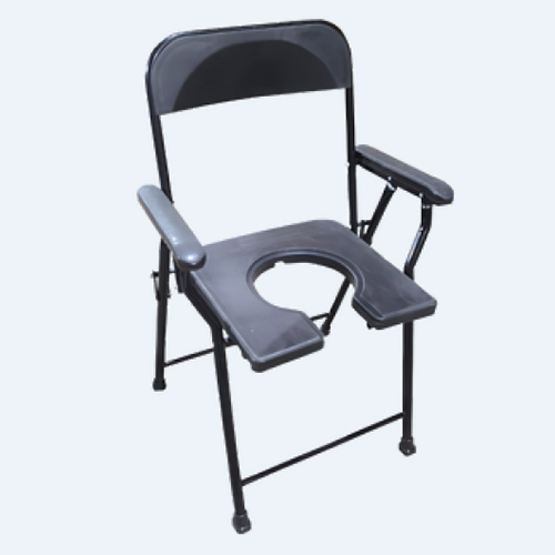CC-010 Black Color Commode Chair Deluxee Model Abs Handle