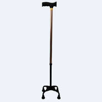 Ws-005 Walking Stick Aluminium 4 Leg - Silver Anodized Aluminium, Adjustable 60-100 Cm, Quad Base, Non-slip Rubber Tips
