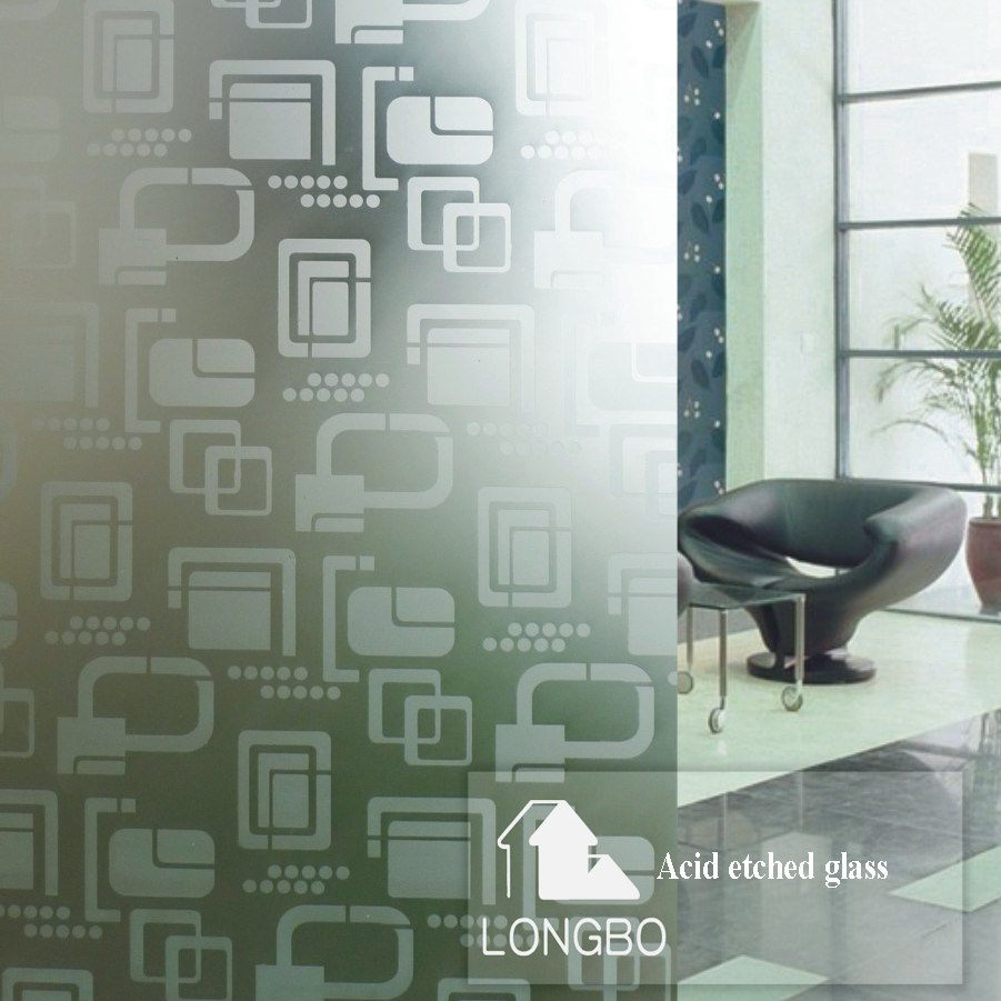 3mm-12mm  Acid Etched Glass Bathroom Glass  Art Glass