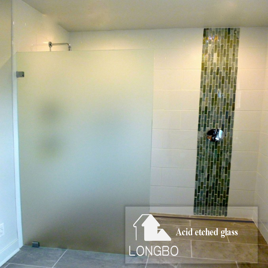 3mm-12mm Acid Etched Glass Bathroom Glass Art Glass