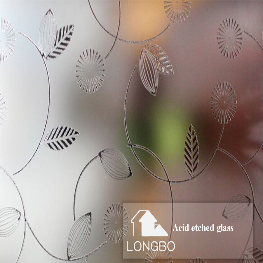 3mm-12mm Acid Etched Glass Bathroom Glass Art Glass