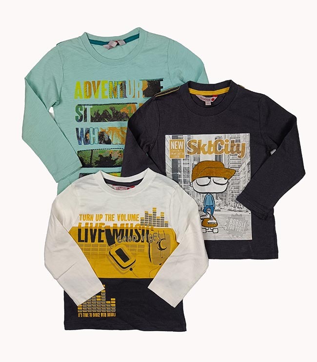 B16494 BOBOLI Boys Long Sleeve Printed T-Shirts