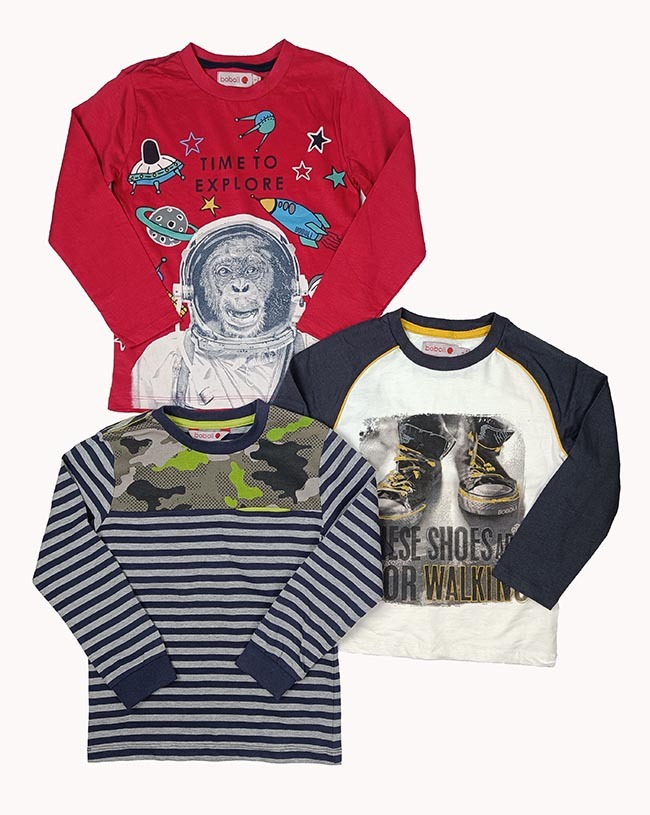 B16494 BOBOLI Boys Long Sleeve Printed T-Shirts