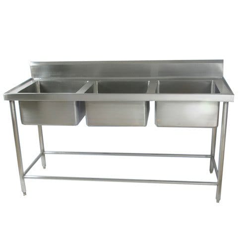 Commercial Three Sink Unit - Dimension (l*w*h): 60x24x34+6 Inch (in)
