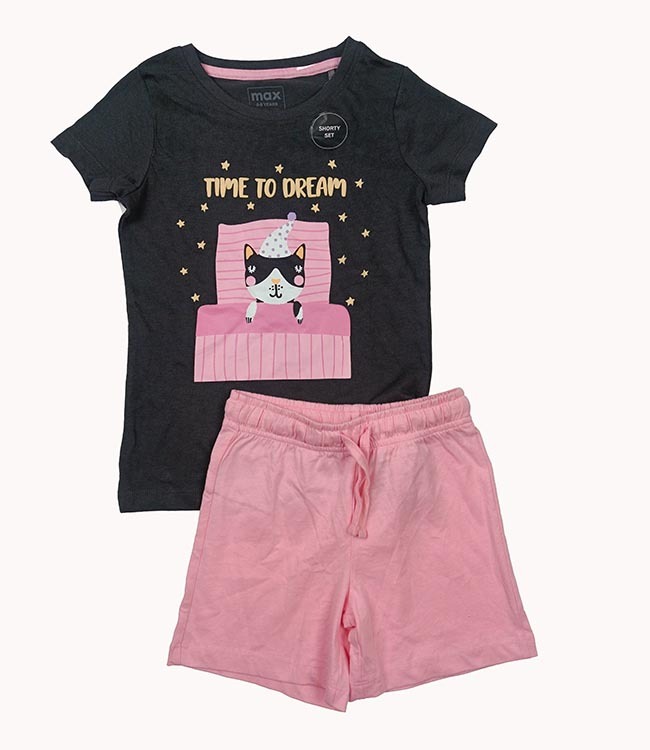 G22169 max Girls Printed Shorty Set