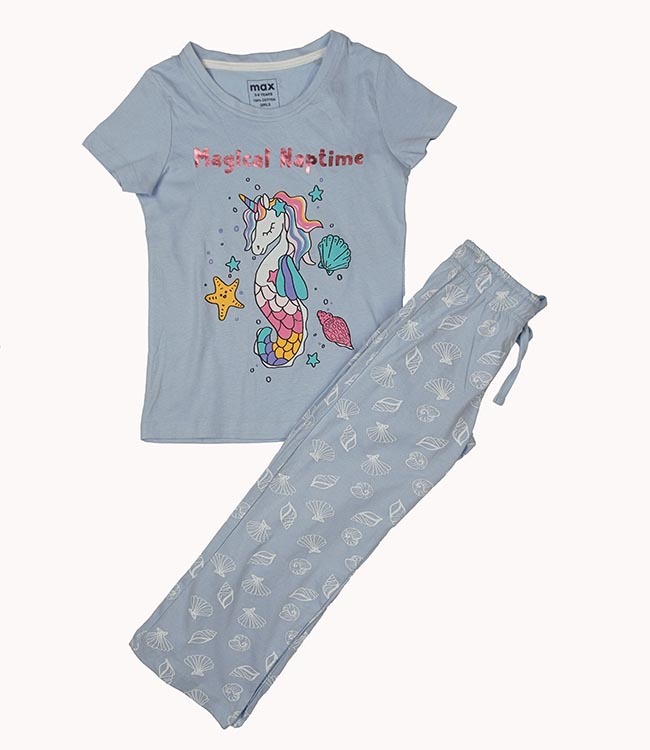 G22168 max Girls Printed Pyjama Set