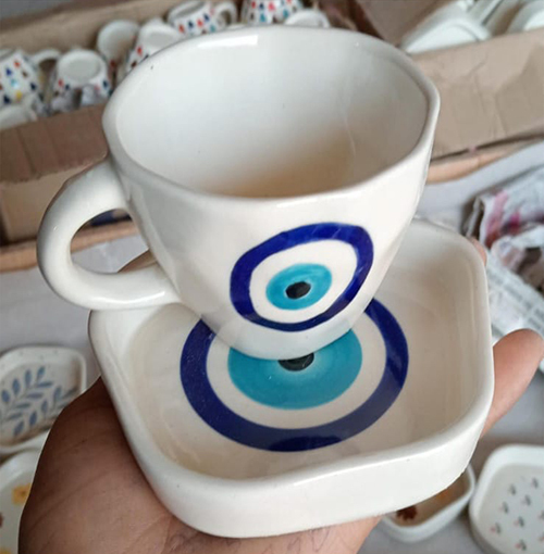 Evil Eye Coffee Cup And Saucer Set