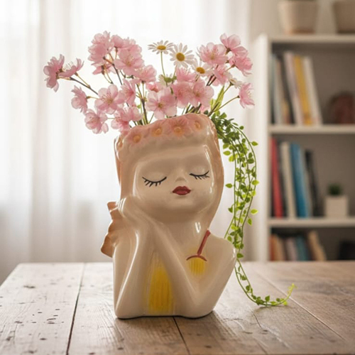 Girl Face Ceramic Flower Vase