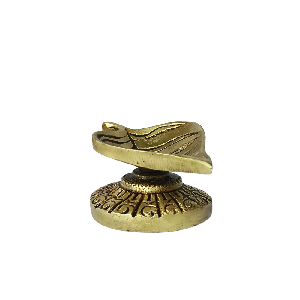 Brass Leaf Diya Statue