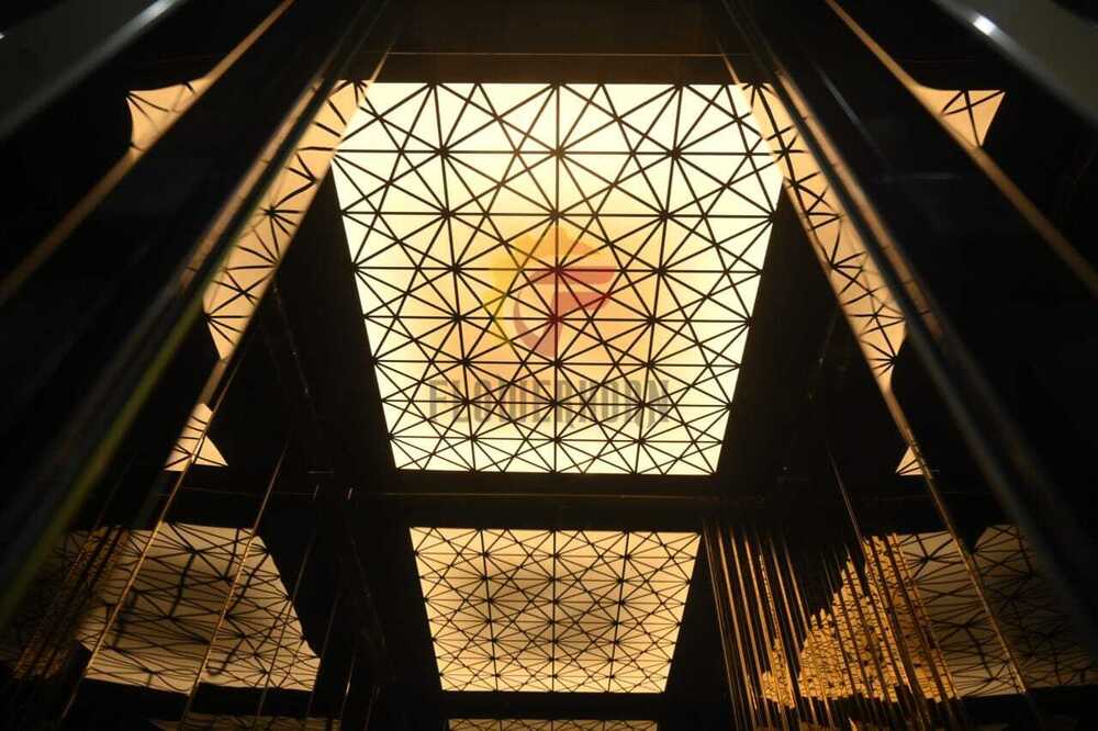 Geometric LED Ceiling Elevator Cabin