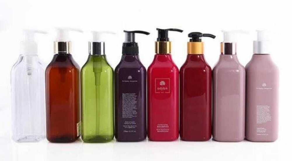Square Shampoo Bottle /Square Cosmetic Bottle - Color: Amber