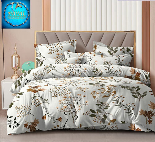Leaf Printed Glace Cotton Bedsheet