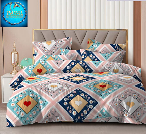 Leaf Printed Glace Cotton Bedsheet
