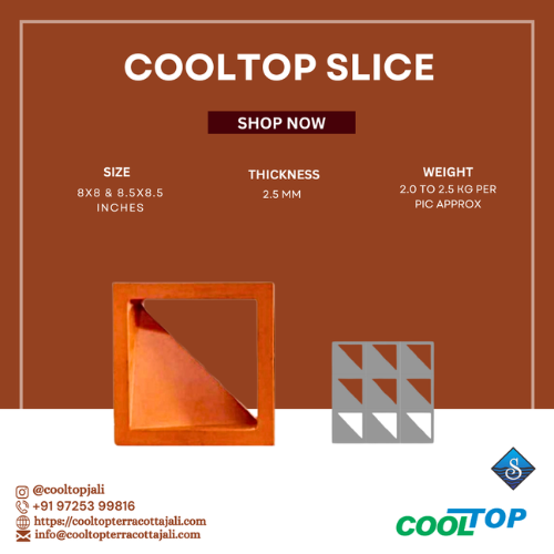 Terracotta Slice Jali - Color: Red-brown
