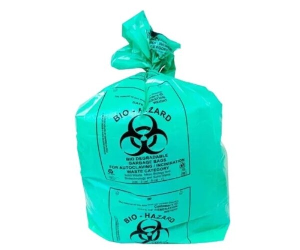 Printed Bio Hazard Garbage Bag - Plastic, Various Sizes Available, Red Color With Flexo Printed Biohazard Symbol | Durable And Reliable Waste Containment