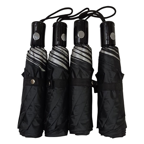 3 Fold Black And Silver Umbrella