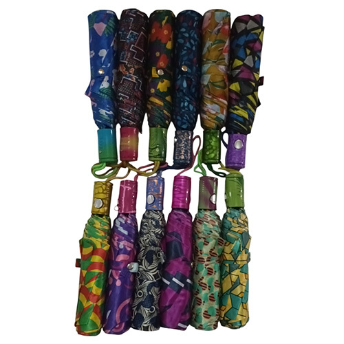 22x8 Inch 3 Fold Auto Satin Print Umbrella